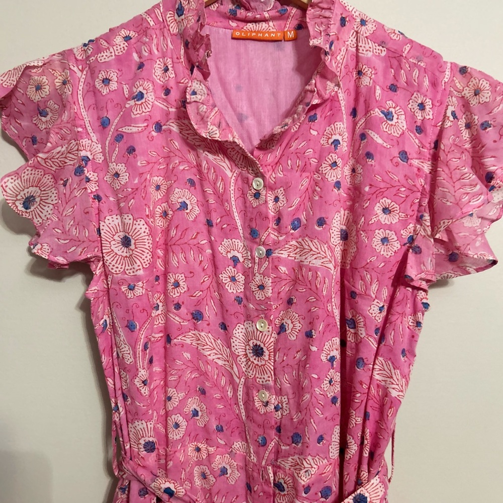 ⭐️OLIPHANT ruffle collar button maxi dress in pink Carolina. Size medium!⭐️ - Picture 7 of 7
